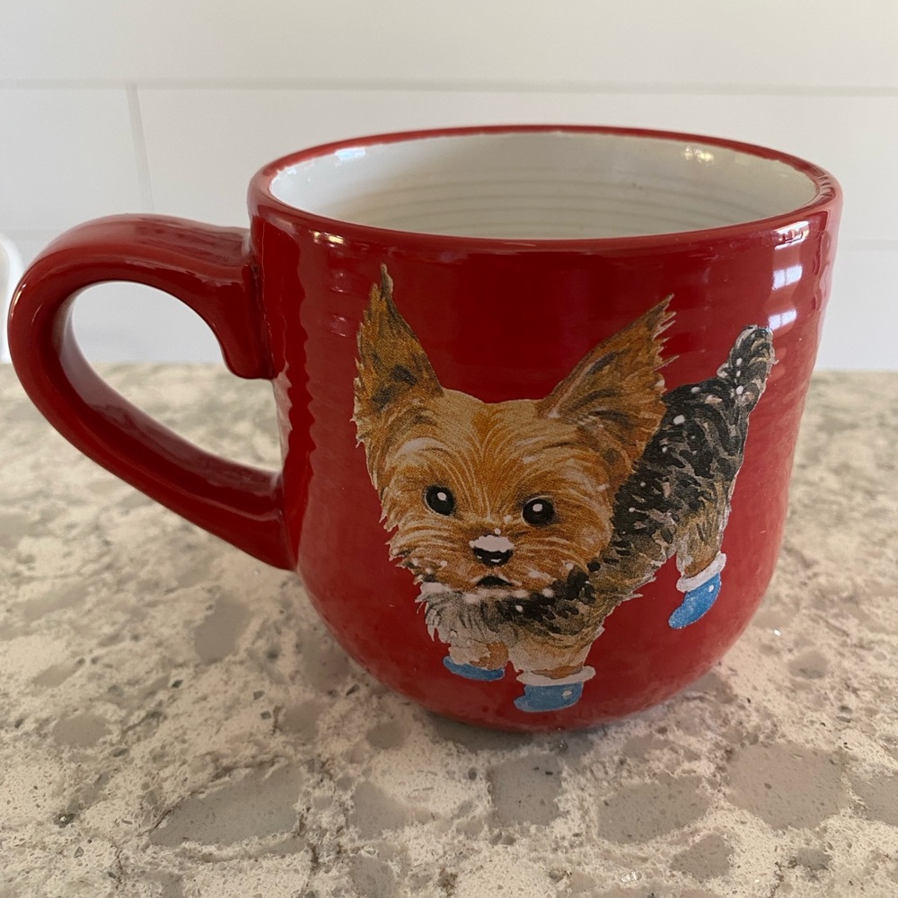 BELLE MAISON YORKIE MOM RED COFFEE MUG-DOGS-HOME-OFFICE-TEA-TERRIERS-PETS